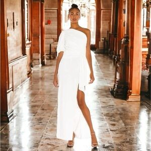 Amanda Uprichard Bexley Maxi Dress One Shoulder Long Evening Gown size Small